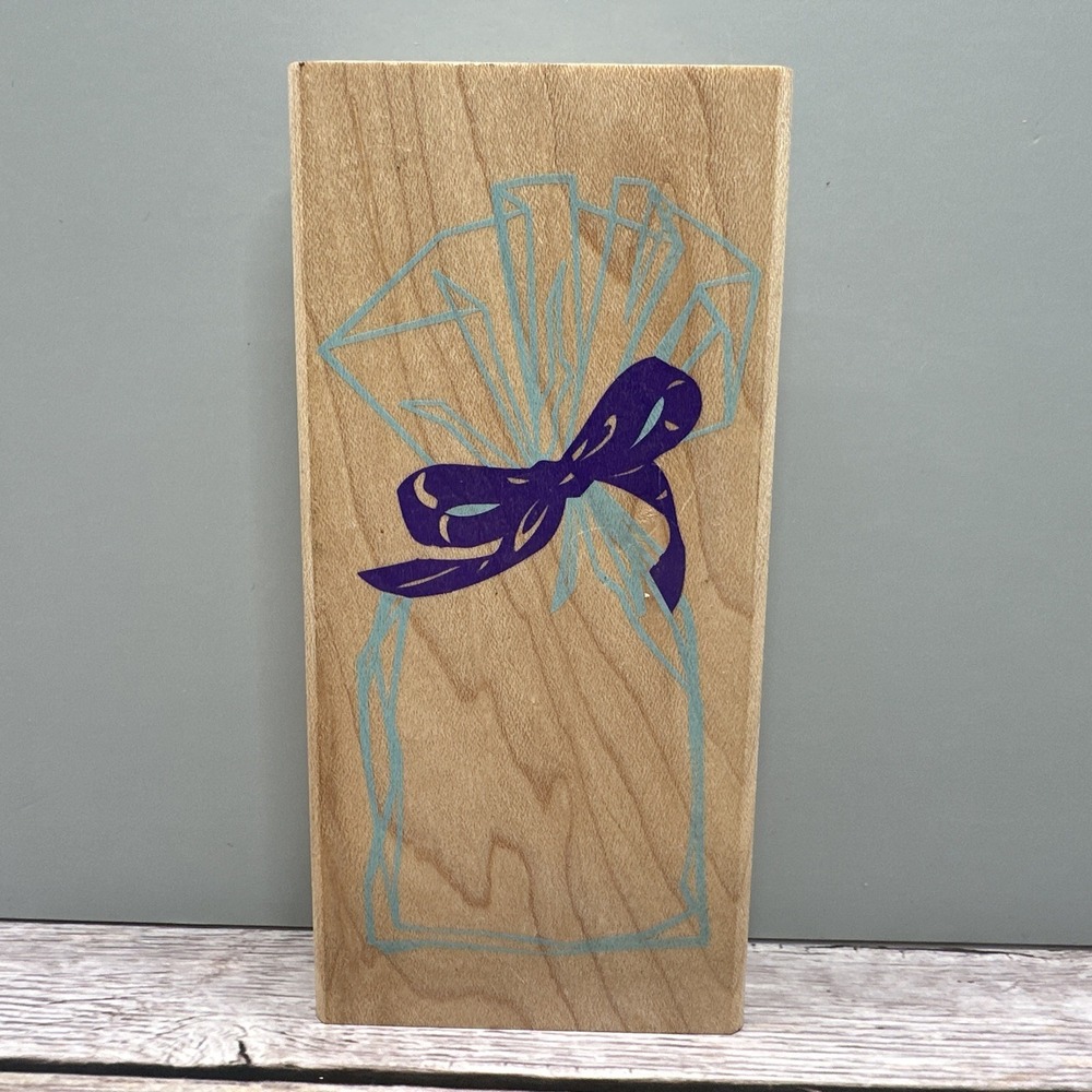 Vintage Rubber Stampede Posh Impressions Clearly Wrapped Gift Wood Mount Stamp